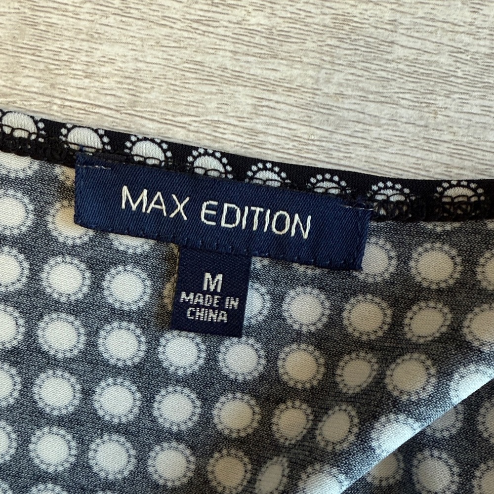 ❤️ NWOT Max Edition Black White Blue Bell Cuff V Neck Babydoll Dress M - Picture 5 of 6